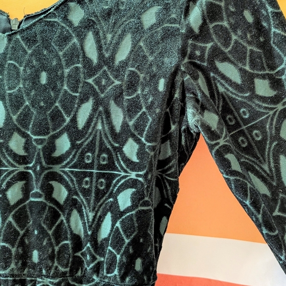 Vintage Velvet Dark Green Celtic Burnout Dress Y2K Whimsigoth Grunge Witchy M - Picture 10 of 13